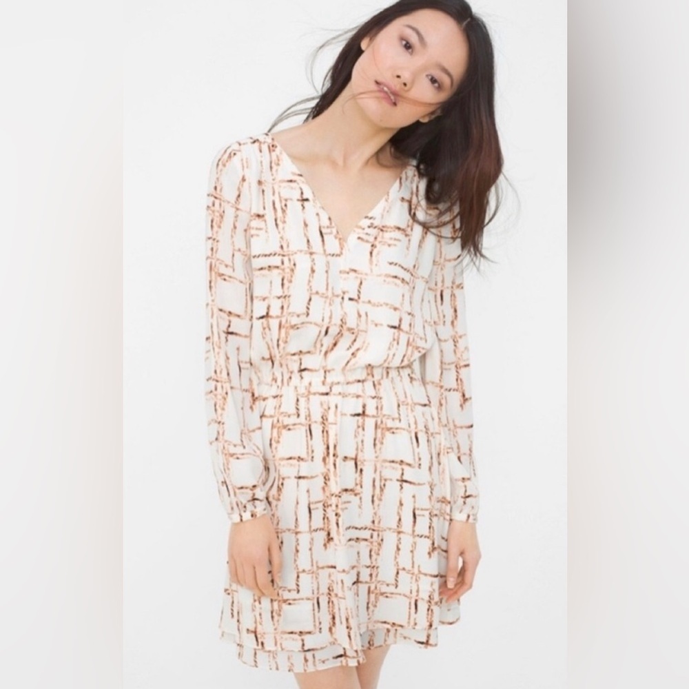 White House Black Market Long-Sleeve Geometric Print Dress Size 8